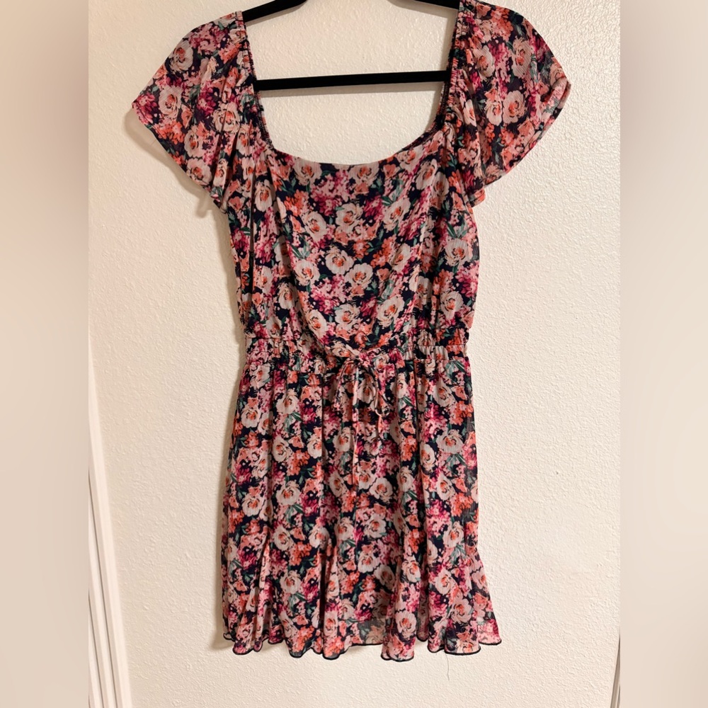 Pink floral mini dress